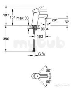 Grohe Tec Brassware -  Concetto Ohm Basin Lp 35mm Smooth Body 3224010l