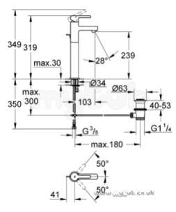 Grohe Tec Brassware -  Grohe Grohe Lineare 32250 Single Lvr Basin Mixer C/w Puw