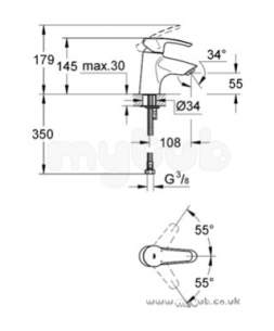 Grohe Tec Brassware -  Grohe Grohe Eurostyle 32468 Mono Lever Basin Mixer