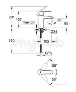 Grohe Tec Brassware -  Europlus Cosmo Smooth Body Basin Mixer Lp 3246820l