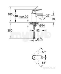 Grohe Tec Brassware -  Eurosmart Cosmo 32824 B/mixer W/puw Sm 3282400l