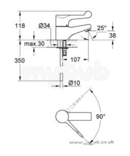 Grohe Tec Brassware -  Grohe Euroeco Ssc 33108 Basin Mixer 120 Lever Cp 33108000