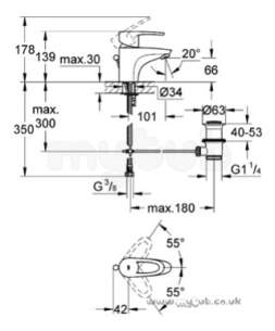 Grohe Tec Brassware -  Grohe Grohe Europlus 33156 Small Mono Lvr Basin Mixer