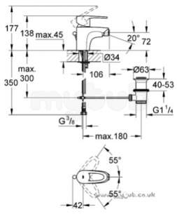 Grohe Tec Brassware -  Grohe Grohe Europlus 33241 Bidet Mixer Puw 33241001