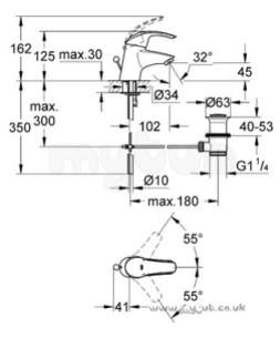 Grohe Tec Brassware -  Grohe Grohe Eurosmart 1/2 Inch Mono Basin Mixer And Puw