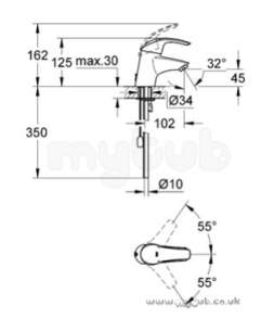 Grohe Tec Brassware -  Grohe Grohe Eurosmart 33284 Mono Single Lvr Basin Mixer