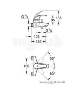 Grohe Tec Brassware -  Grohe Eurosmart 33304 Single Lever Bsm 33304001