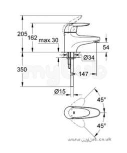 Grohe Tec Brassware -  Grohe Eurodisc 33333 Mono/b Bath Filler L/p Cp 33333000