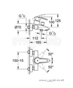 Grohe Tec Brassware -  Grohe Eurostyle 33591 Wall Mtd Single Lvr Bsm 33591001