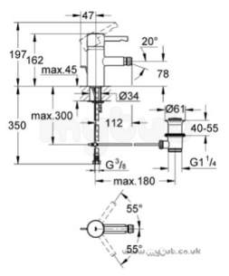 Grohe Tec Brassware -  Grohe Grohe Essence Bidet Mixer Pop Up Waste 33603000