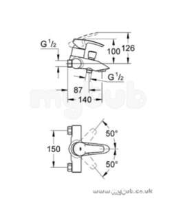 Grohe Tec Brassware -  Grohe Eurostyle 33613 Single Lever Bath Shower Mixer