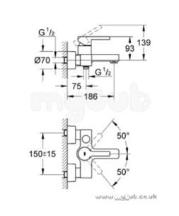 Grohe Tec Brassware -  Grohe Lineare 33849 Wall Mtd Single Lvr Bsm 33849000