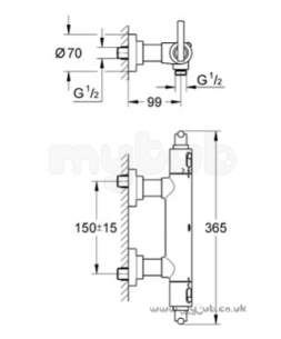 Grohe Tec Brassware -  Grohe Atrio Jota Therm Shower Mixer 34011000
