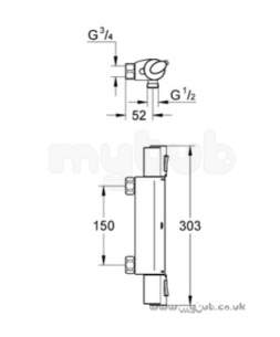 Grohe Shower Valves -  Grohe 34146 G1000 Exposed Therm Shower Mx 34146000