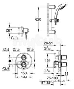 Grohe Shower Valves -  Grohe G1000 34162 Gmaster Biv Tempesta Trio Cp 34162000