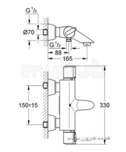 Grohe Tec Brassware -  Grohe G2000 34174 W/m Therm Bs Mixer Ex Kit Cp 34174000