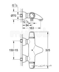 Grohe Tec Brassware -  Grohe G3000 34185 W/m Therm B/s Mixer Cp 34185000