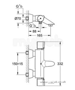 Grohe Tec Brassware -  Grohtherm 2000 Spec Wall Mtd Therm Bsm 34202000
