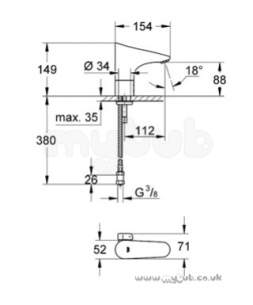 Grohe Tec Brassware -  Grohe 36207000 Europlas E Basin Mixer
