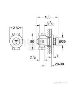 Grohe Shower Valves -  Grohe Euroecocs Self-closing Conc Shower 36268000