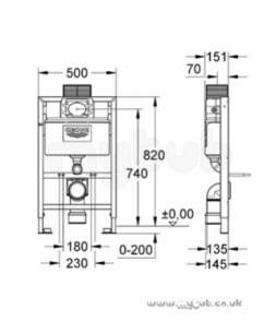 Grohe Commercial Products -  Grohe Rapid Sl 38526 0.82 Wc Frame 38526000