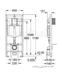 Grohe Commercial Products -  Grohe Dal Rapid Sl 38528 1 2 Wc Frame Cistern D/f 38528000