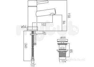 Vado Brassware -  Mono Basin Mixer Single Lv Deck Mountedclic-clac Wst