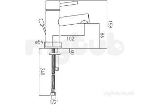 Vado Brassware -  Mono Basin Mixer Sgle Lvr Dck Mtd Plus Pop-up Wst