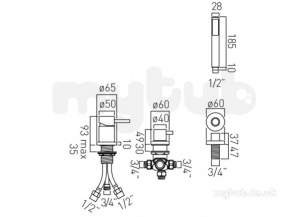 Vado Brassware -  3 Hole Bath/shower Mixer Single Lvr D/mtd Wo Spout