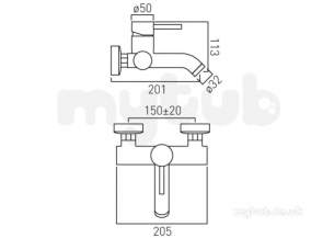 Vado Brassware -  Exposed Bath Fillr Single Lever Wall Mtd