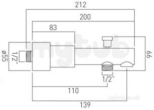 Vado Brassware -  Bath Spout With Diverter Wall Mounted