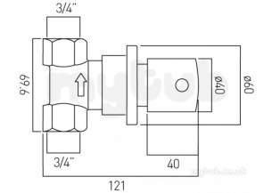 Vado Brassware -  Zoo Single Wall Mountd Stop Valve 3/4
