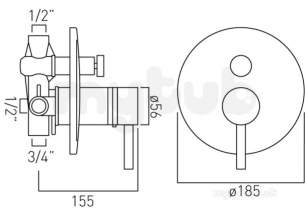 Vado Brassware -  Zoo Conc Thermo Shower Val Plus Divertr Single Lvr Zoo-147t-c/p