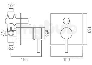 Vado Brassware -  Zoo Conc Thermo Shower Val Plus Divertr Single Lvr