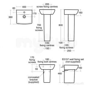 Ideal Standard Sottini Ware -  Ideal Standard Bow H/r Basin 40 White 1th E625801