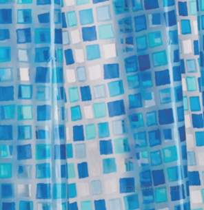 Croydex Shower Curtains and Rails -  Croydex Ae543424 Pvc Curtain Blue Mosaic