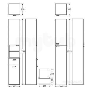 Ideal Standard Concept Furniture -  Ideal Standard Concept E6627sx 300 Column Unit D Wnut
