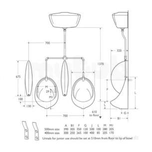 Armitage Shanks Urinal Packs -  Saracen S6100 510mm W/less Urinal Pack