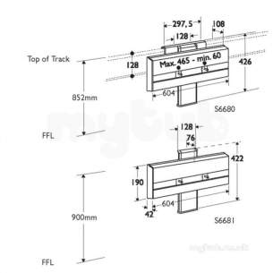 Armitage Shanks Commercial Sanitaryware -  Armitage Shanks Man Brack 50cm Portman 21 Vert Plus Horiz Adj