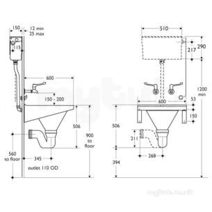 Armitage Shanks Commercial Sanitaryware -  Armitage Shanks S466367 850 X 35mm Plastic Flushpipe Sc