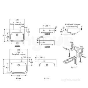 Armitage Shanks Commercial Sanitaryware -  Armitage Shanks Portman 21 Basin Bkt No Fin Pack A And Waste Sup