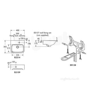 Armitage Shanks Commercial Sanitaryware -  Armitage Shanks Portman 21 Basin Bkt No Fin Pack B And Waste Sup S913867