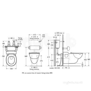Armitage Shanks Commercial Sanitaryware -  Armitage Shanks Contour 21 Whg Pan 70 Prj White S307701