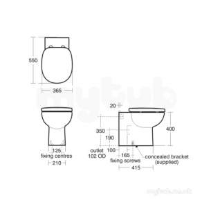 Armitage Shanks Commercial Sanitaryware -  Armitage Shanks Contour 21 S3095 Btw Bwl Ho White S309501