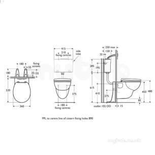Armitage Shanks Commercial Sanitaryware -  Armitage Shanks Contour 21 Whg Pan Std Prj White S307601