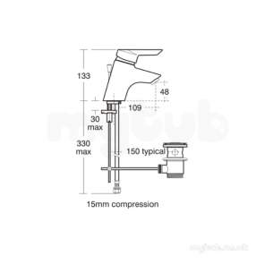 Armitage Shanks Commercial Brassware -  Armitage Shanks Piccolo 21 B9135 Sl Basin Mixer With Puw