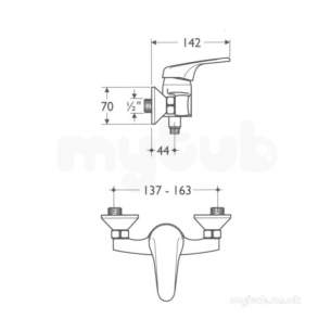 Armitage Shanks Domestic Brassware -  Armitage Shanks Piccolo 2 B1986 Wall Shower Mixer And Kit Cp