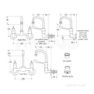 Armitage Shanks Commercial Brassware -  Armitage Shanks Markwik S8205aa Wall Mixer Exp Inlet Cp