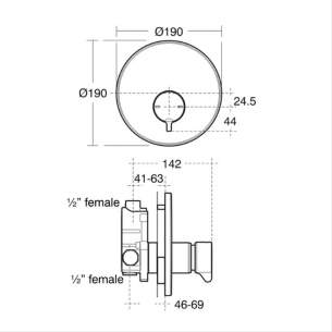 Armitage Shanks Commercial Sanitaryware -  Armitage Shanks Avon 21 Built-in Self Closing Shower Mixer Chrome