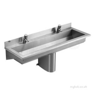 Armitage Shanks Commercial Sanitaryware -  Armitage Shanks Calder Washing Trough Two Tap Holes 1200x370 S2824my